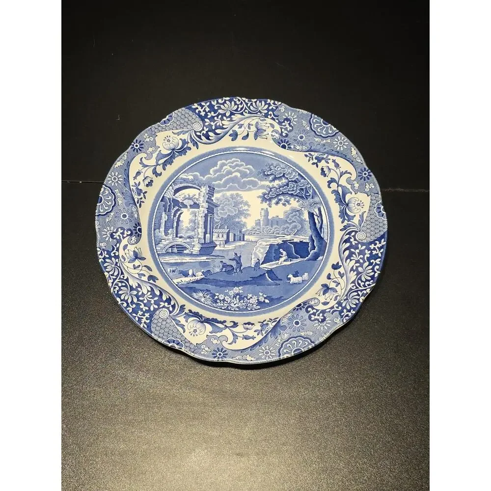 2 Spode Italian Blue White Dinner Plate 10.5